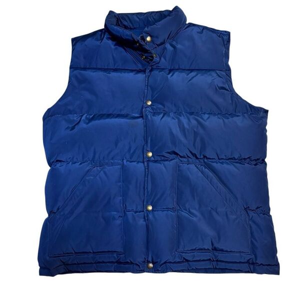 Vintage Lands' End Men's XL Navy Blue Puffer Vest Snap-Button‎ Casual - Picture 1 of 5